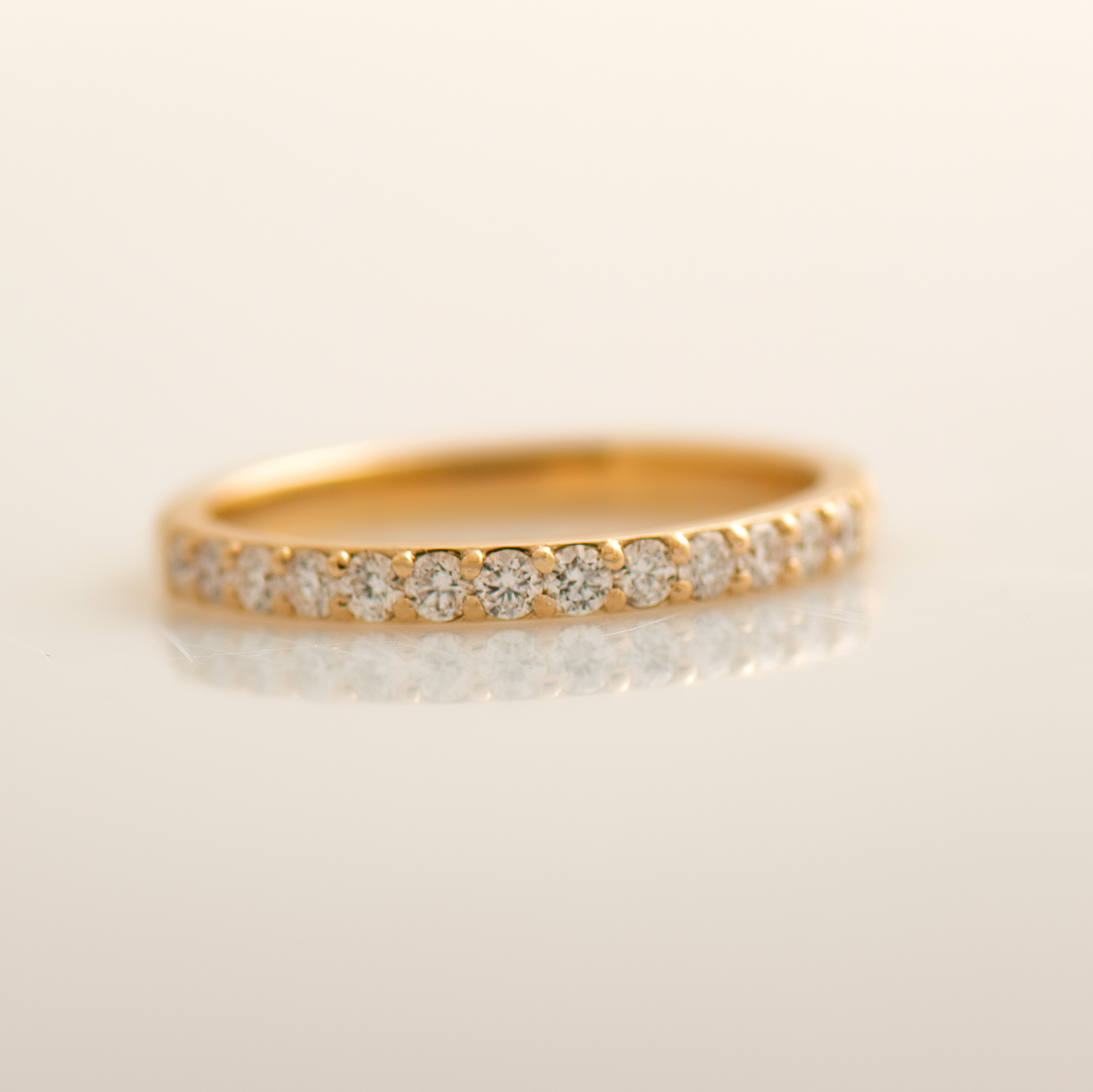 2 MM Hammered Pave Diamond Ring