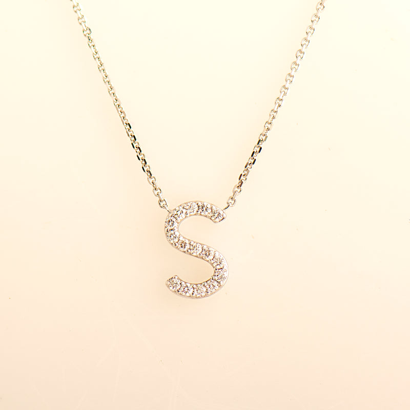 Alphabet Letter Diamond Necklace