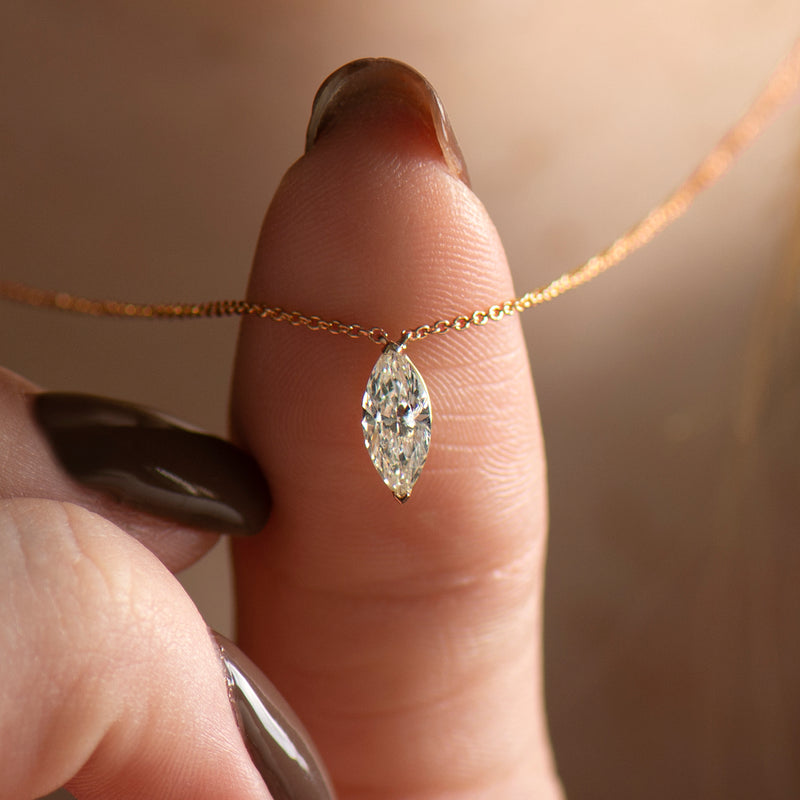 Half Carat Floating Diamond Necklace 14K Rose Gold