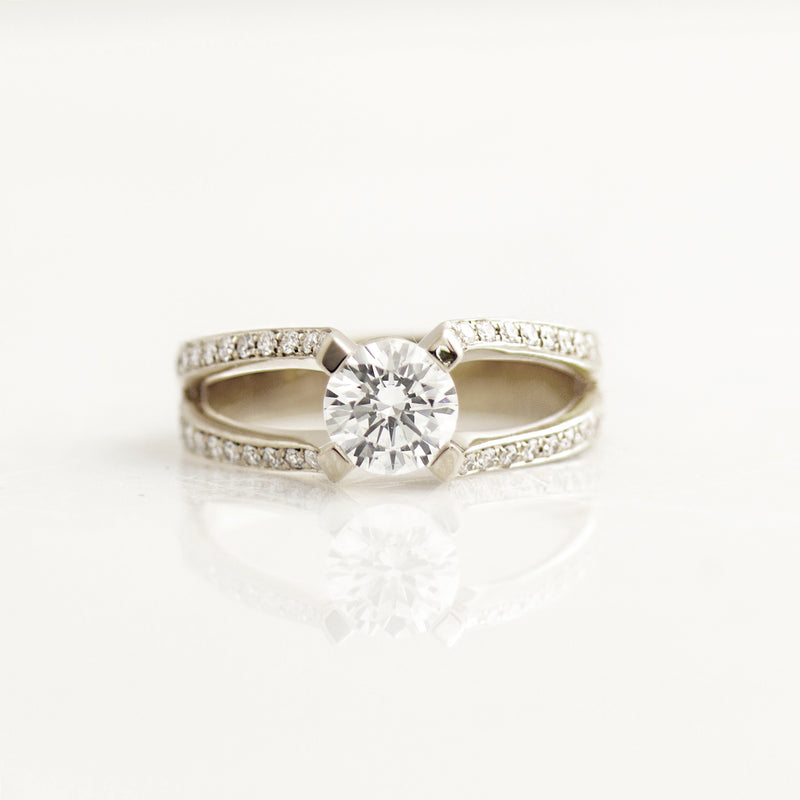Pear-Shaped Diamond Engagement Ring with Split Shank - Nuha Jewelers