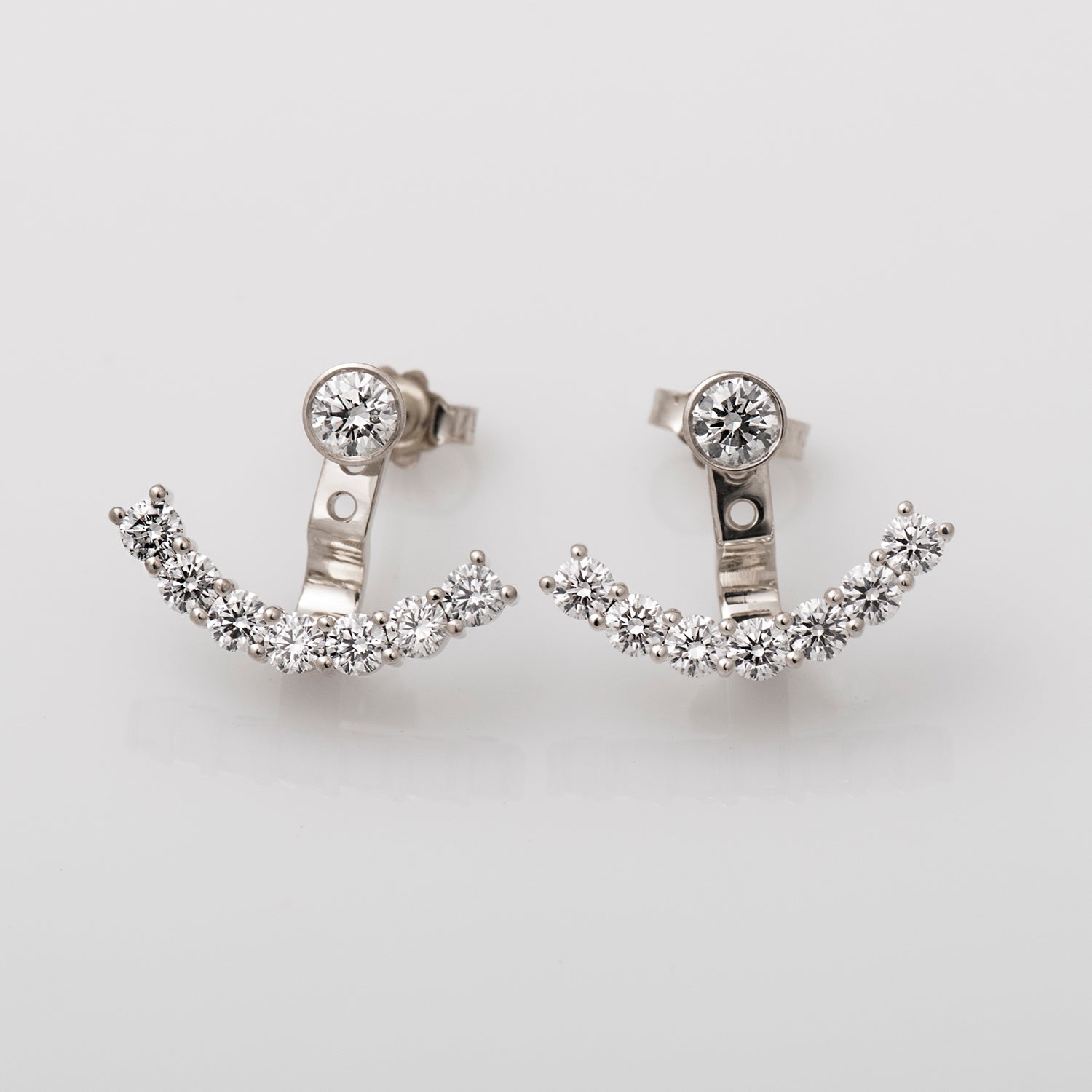 Ear Jacket Earrings With Diamond Studs