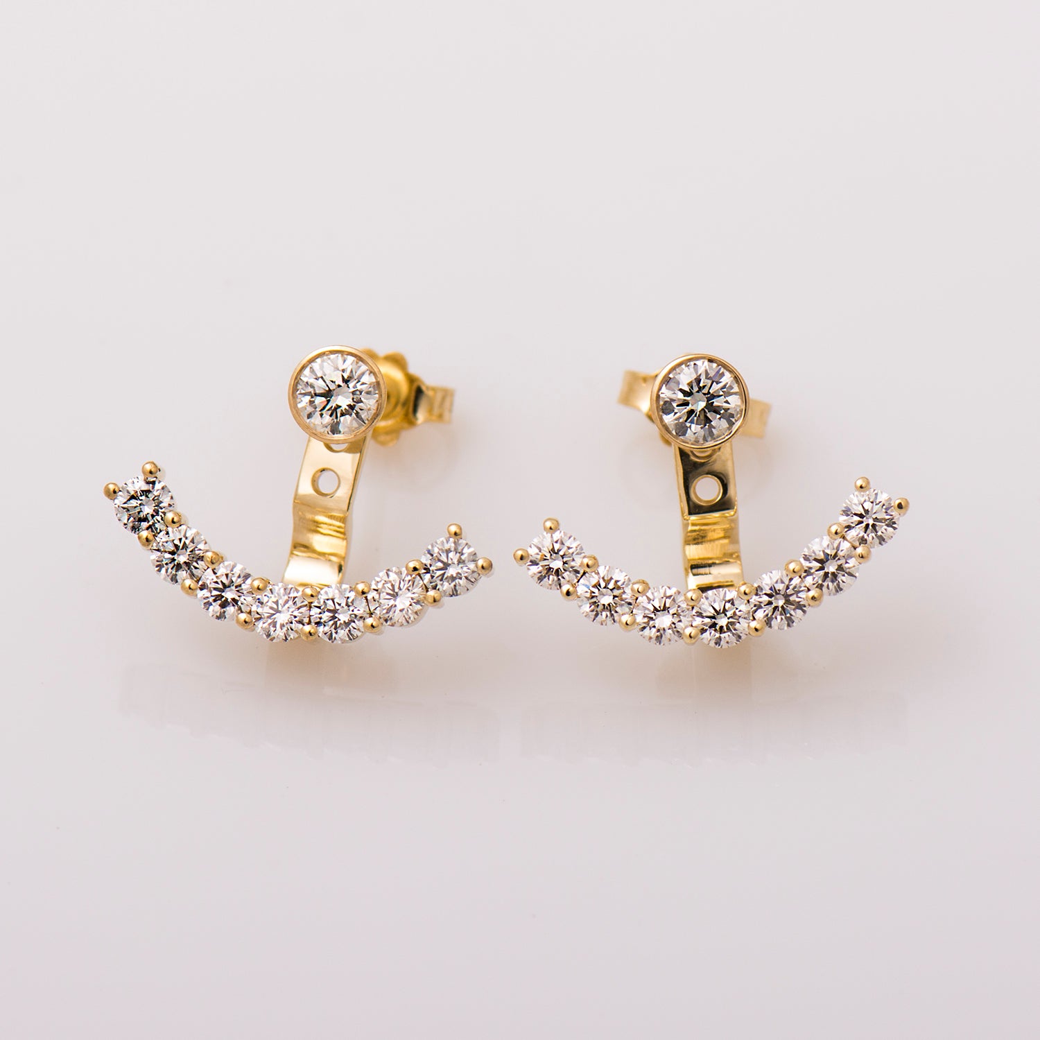 Ear Jacket Earrings With Diamond Studs