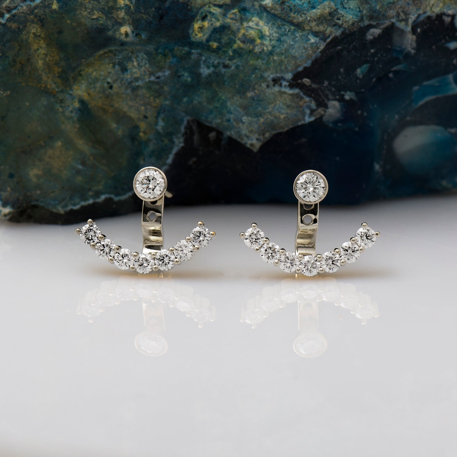 Ear Jacket Earrings With Diamond Studs