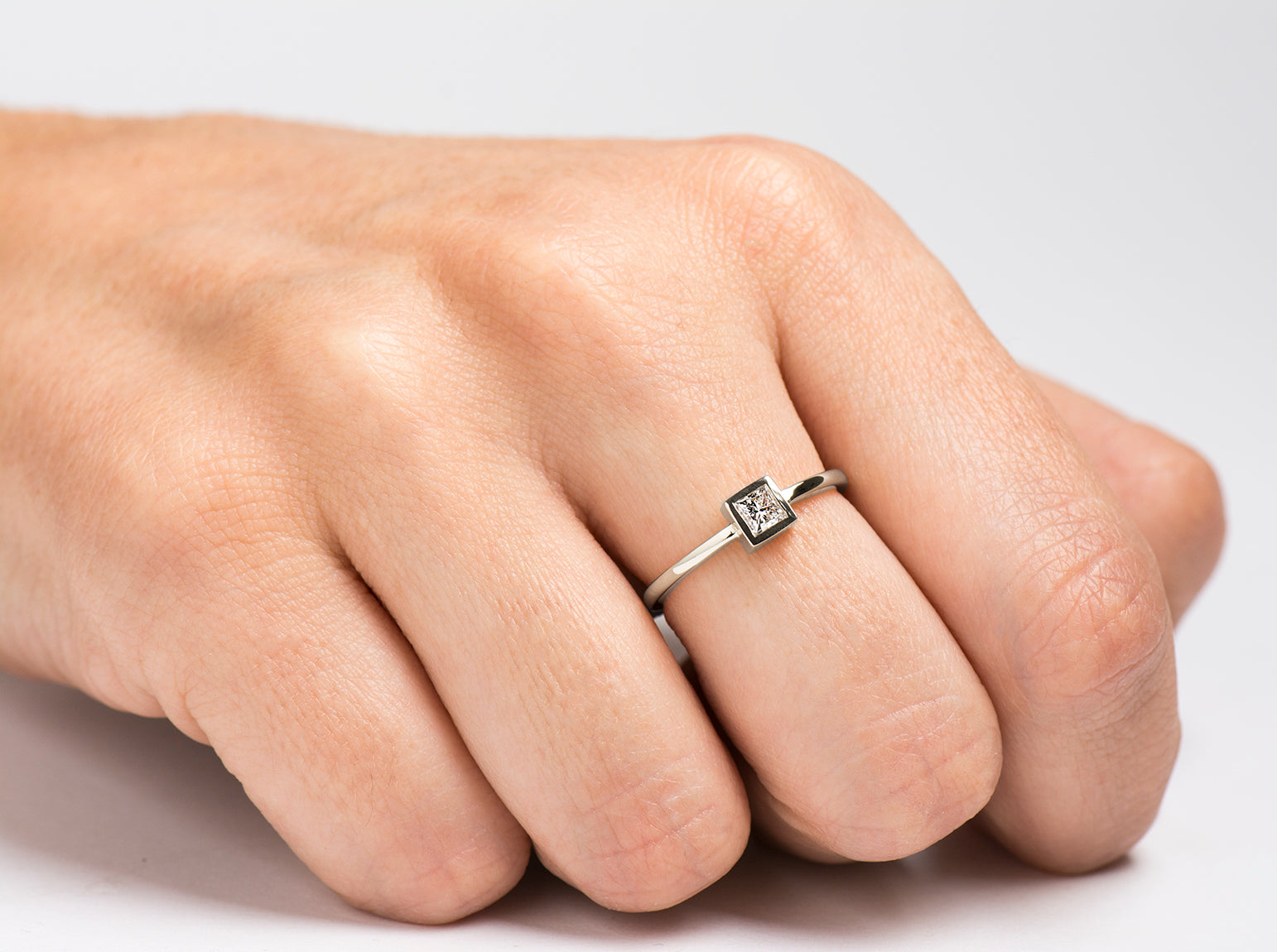 Flat Frame Square Diamond Ring