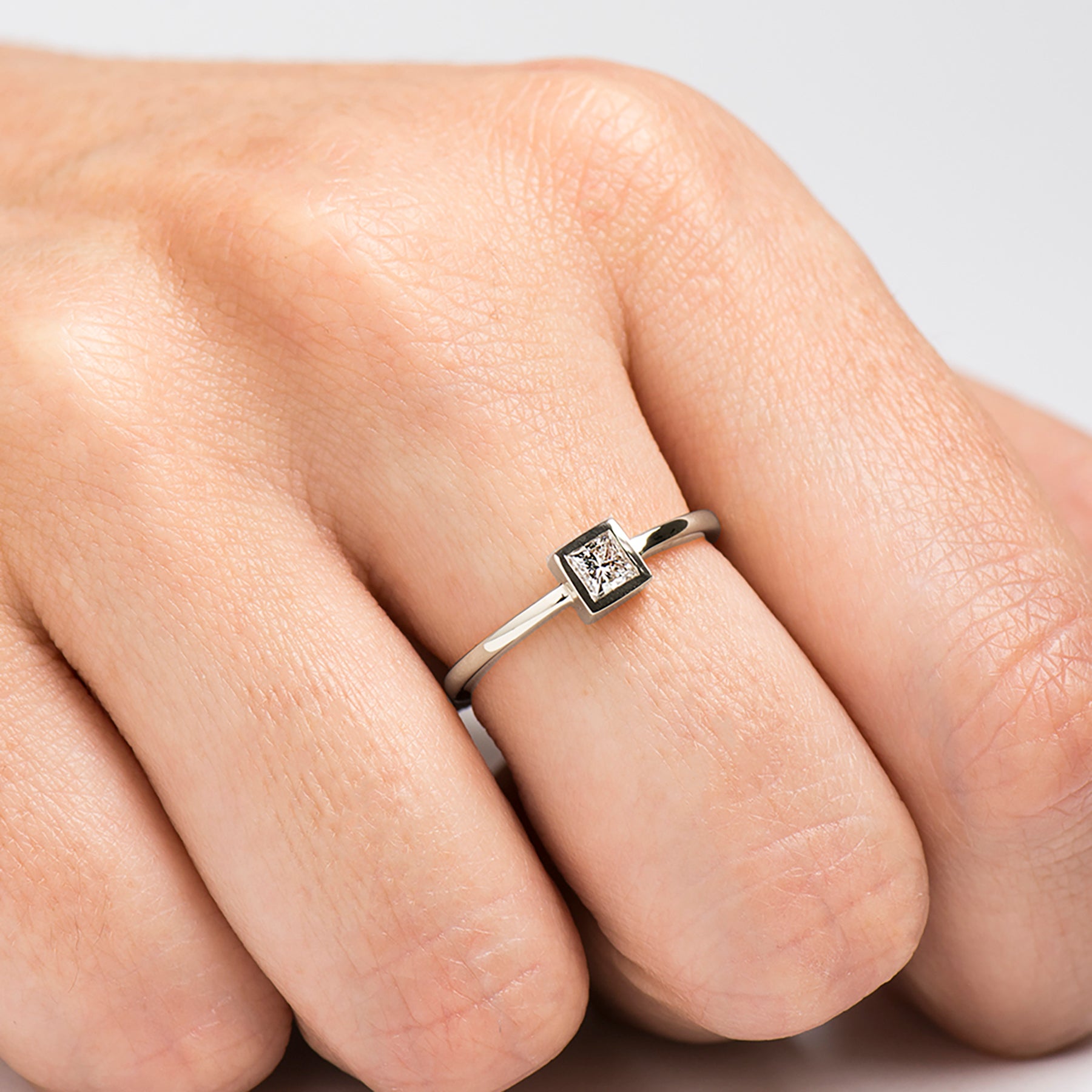 Flat Frame Square Diamond Ring