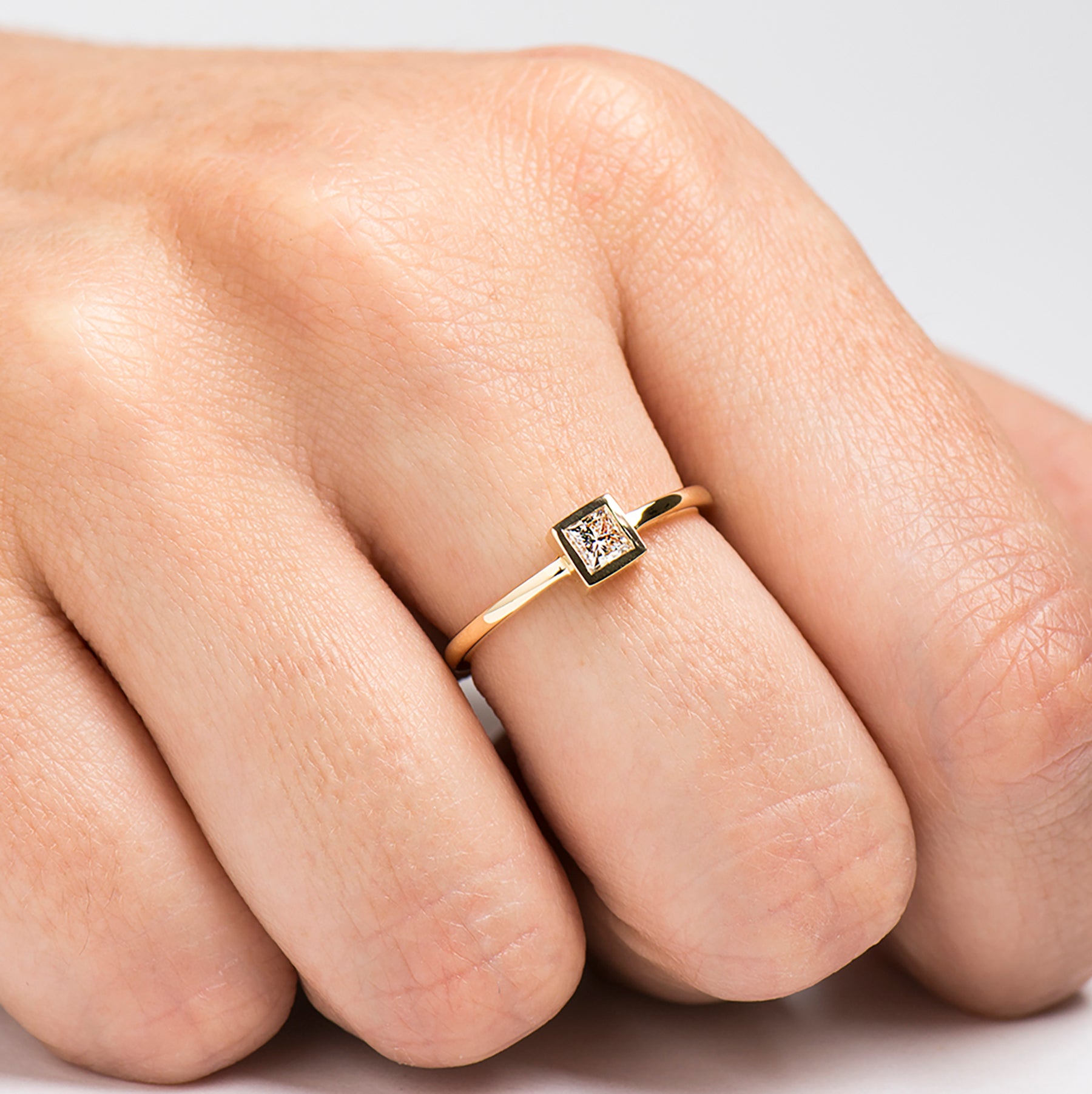 Flat Frame Square Diamond Ring