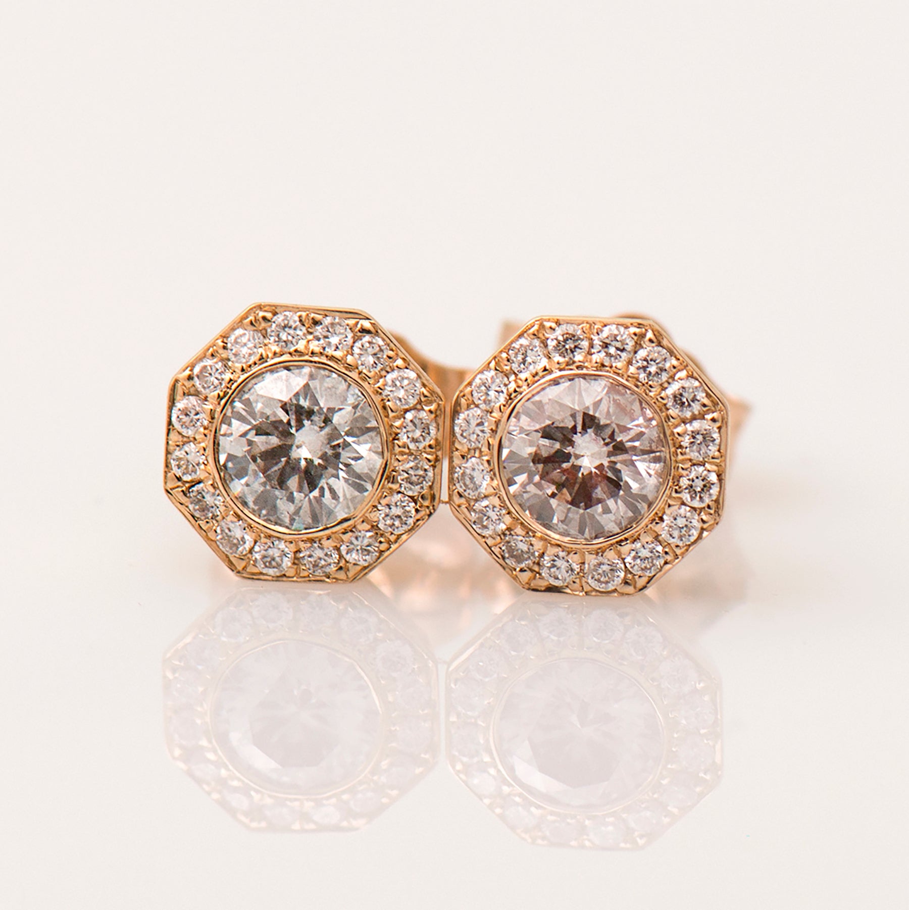 Octagon Halo Earrings