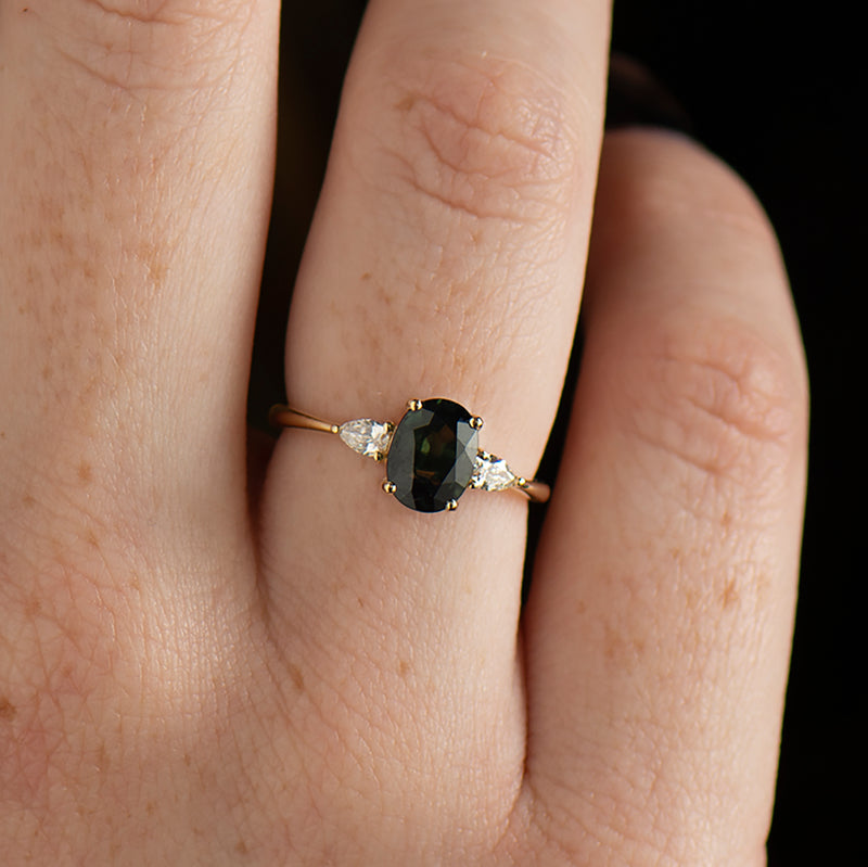 Lagoon OOAK Teal Sapphire & Diamond Engagement Ring – ARTEMER